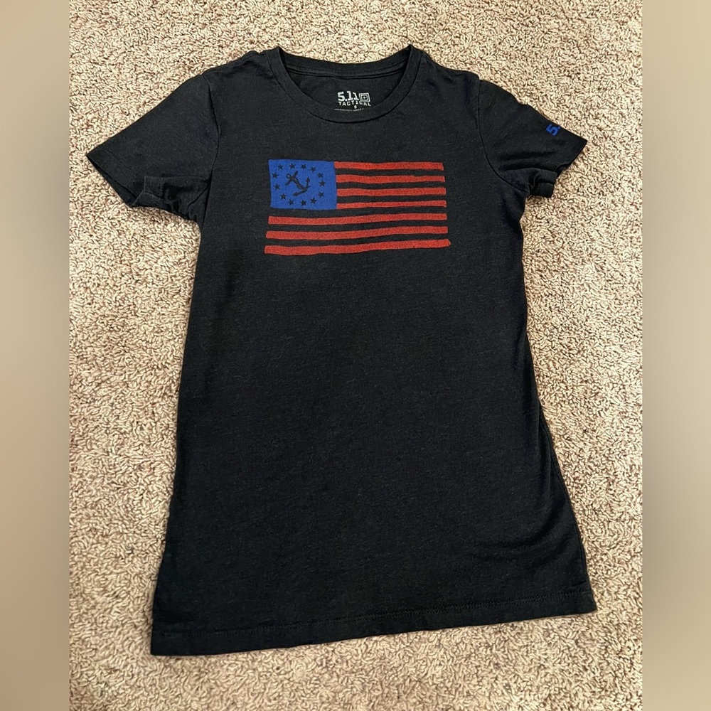5.11 Tactical Black Tee with Red Accent